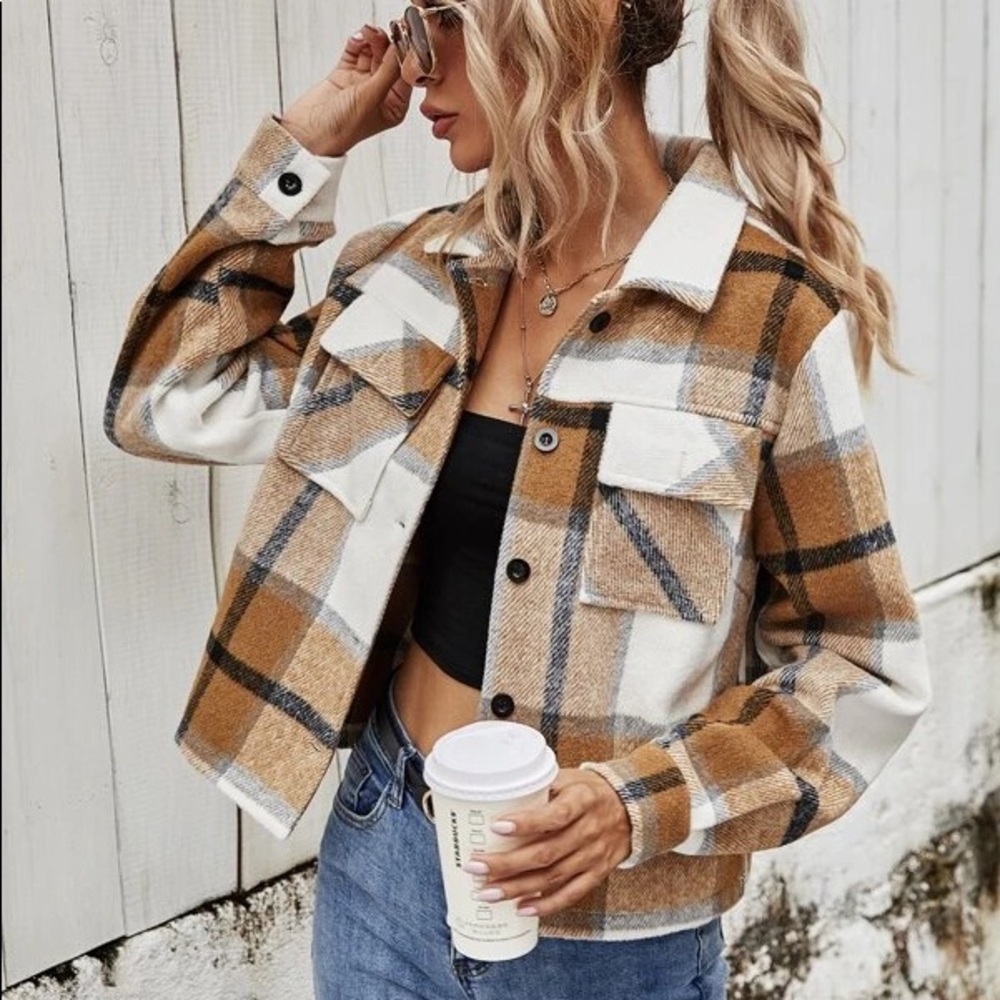 Tan Plaid Shacket